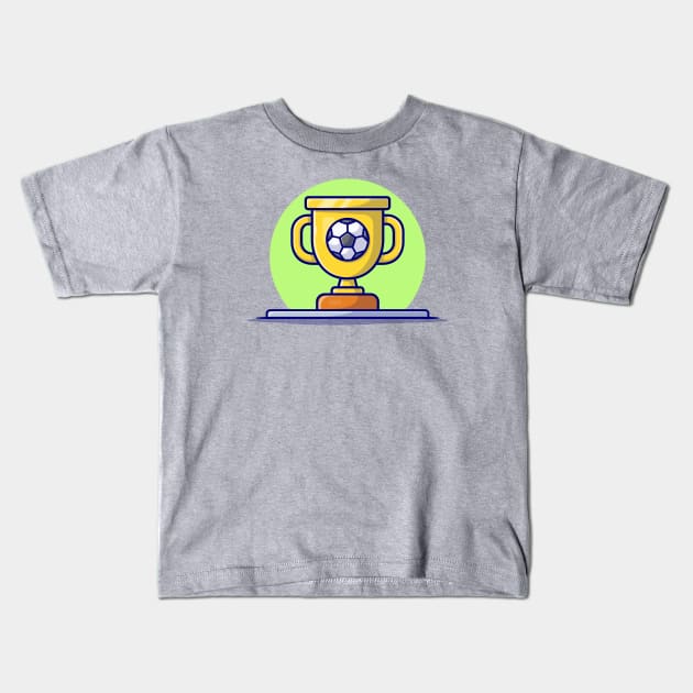 Soccer Gold Trophy Cartoon Vector Icon Illustration Kids T-Shirt by Catalyst Labs